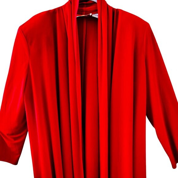 Vintage 1980's GOTTEX Red Open Front Full Swing Jacket Kimono Topper Womens S P - Picture 10 of 14
